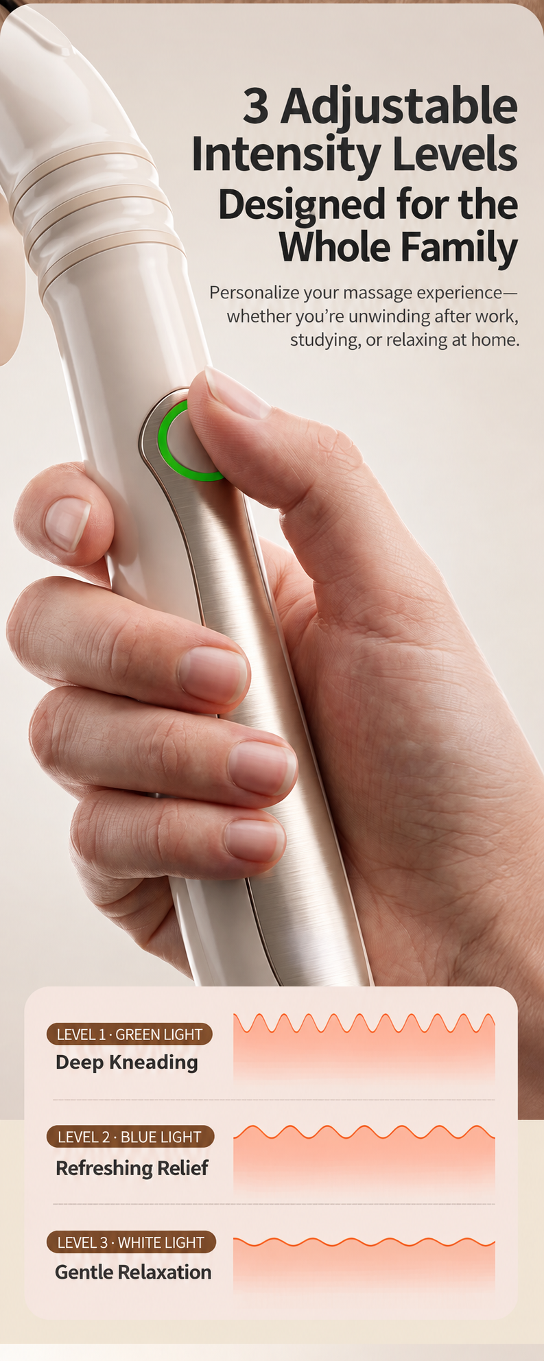 Seahorse Wireless Neck & Shoulder massager with three-level pressure adjustment